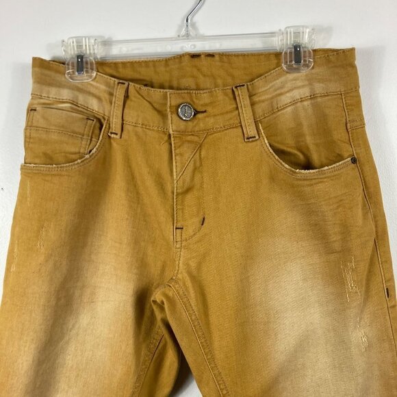 Mens Brazilian Sawary Denim Distressed Slim Jeans Gold 33 - Picture 2 of 10